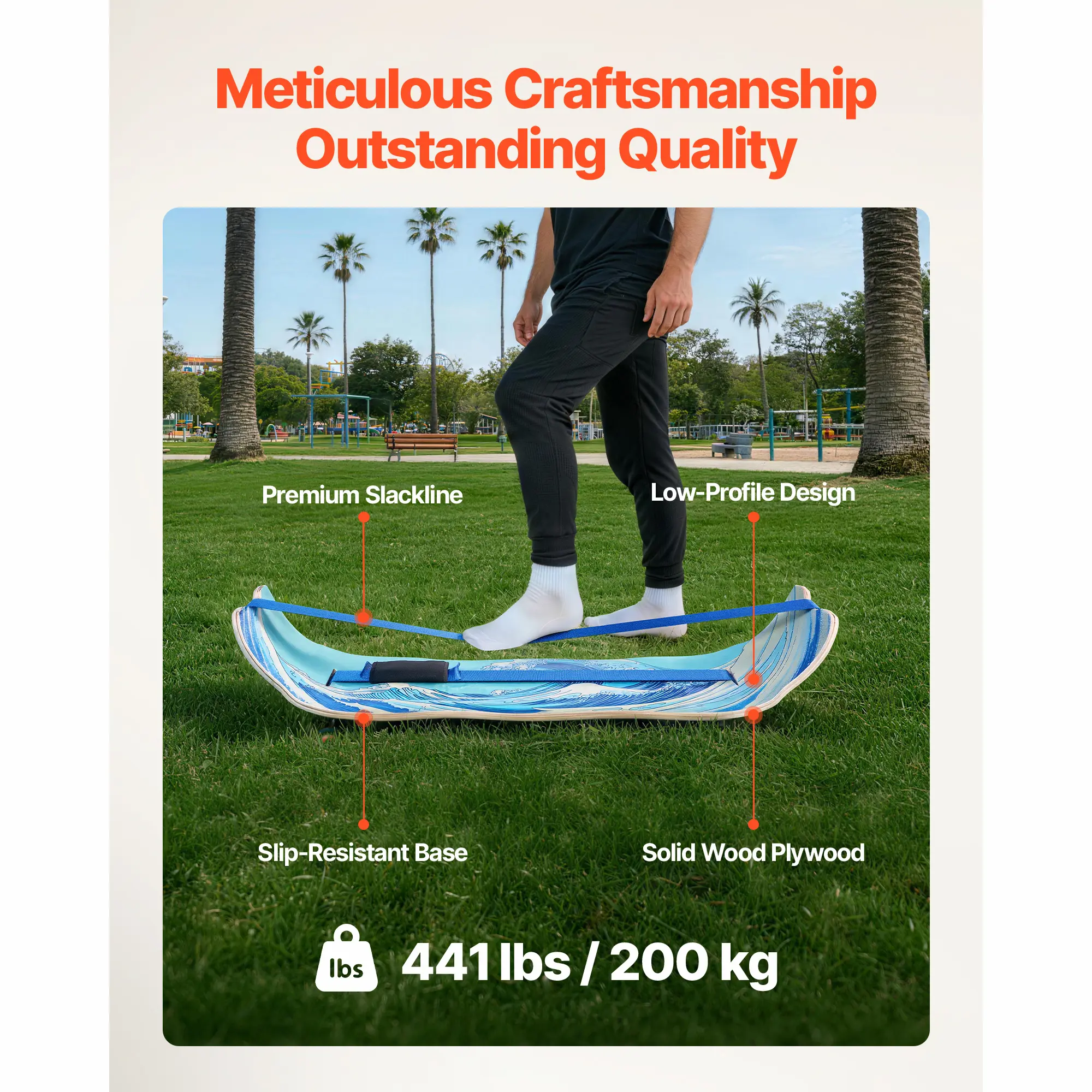 VEVOR Balance Board, Wobble Board Trainer for Adults, Premium Wooden Curved Balance Training Equipment, Compact & Lightweight for Core Workouts, Standing Desk Exercise, Home Gym, Yoga & More, Blue