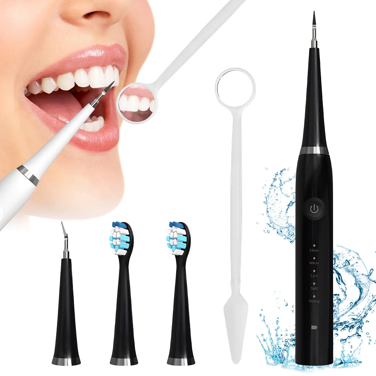 2 in 1 Sonic Electric Waterproof Tartar Remover Toothbrush with Replacements USB Rechargeable Home Travel Electric Toothbrush for Adults and Kids #SummerVibes