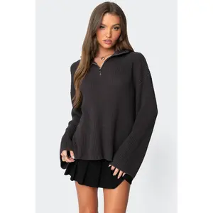 Amour High Neck Oversized Zip Sweater Amour High Neck Oversized Zip Sweater