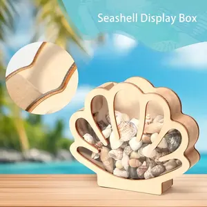 DIY Beach Memory Box – Shell‑Shaped Wooden Storage Case with Clear Lid, Collect & Display Your Seashell Treasures