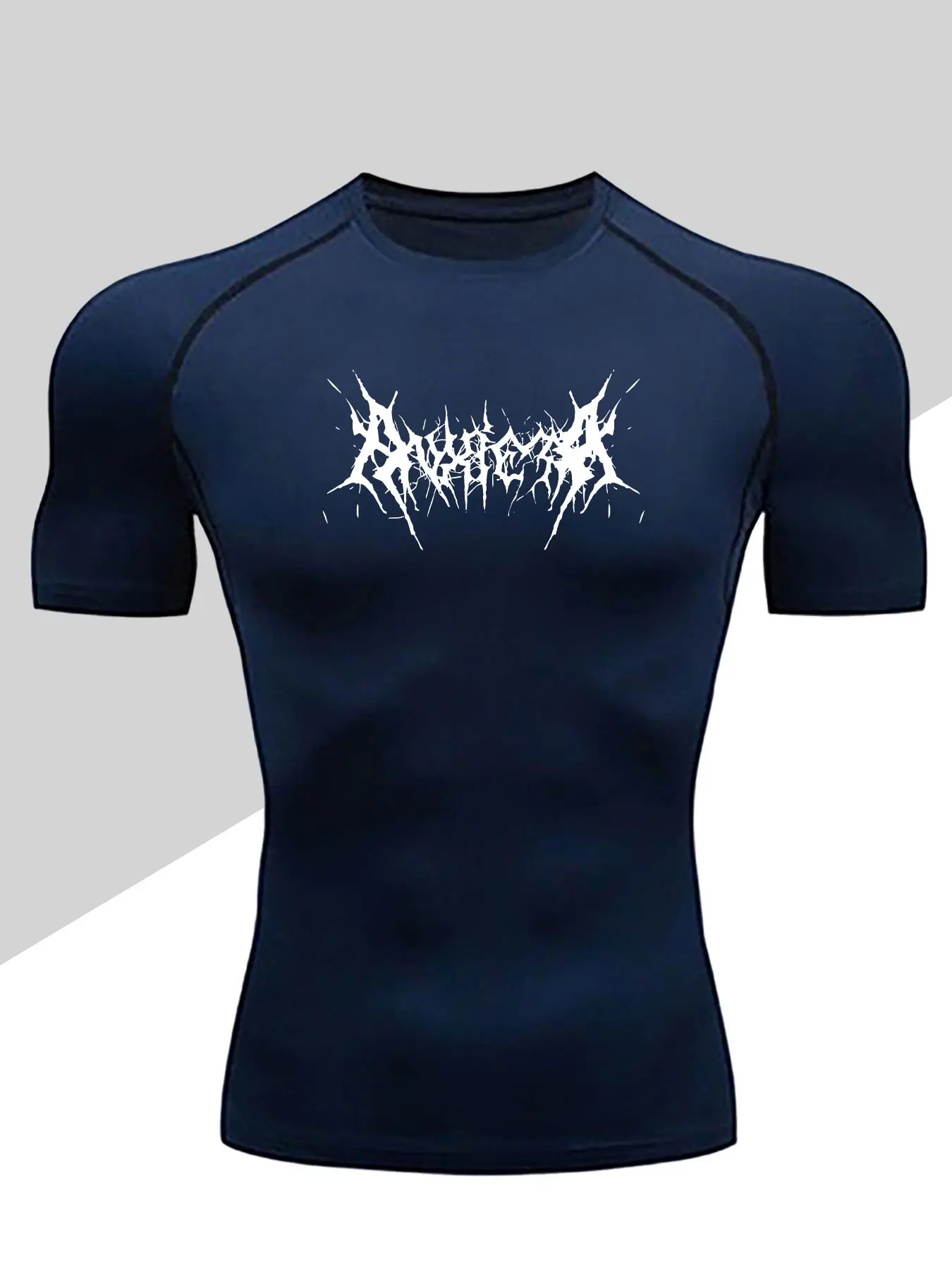 Men's Dragon Print Compression T-Shirt, Quick-Dry Breathable Stretch Fabric, Tight-Fitting Short Sleeve Top for Fitness and Outdoor Activities, Activewear