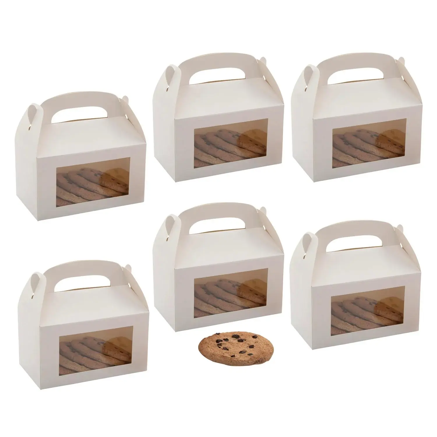 6"x7" White Cardstock Treat Boxes with Display Window - Classic, Sturdy Bakeware Kitchenware Accessory, 48-Pc Bulk Set for Dessert Storage, Great for Large Events, Weddings, Corporate Events, Cake