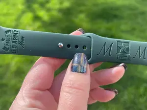 Personalized Army Mom Laser Engraved Silicone Band for Smart iWatch (Army Mom Design) - Compatible with Multiple Galaxy Watches - Men's and Women's Wearable Accessories / Smart Watch / Birthday / Anniversary