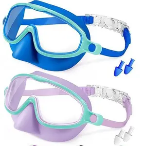 Kids Swimming Goggles with Nose Cover Anti-Fog Waterproof for Boys Girls 3-14