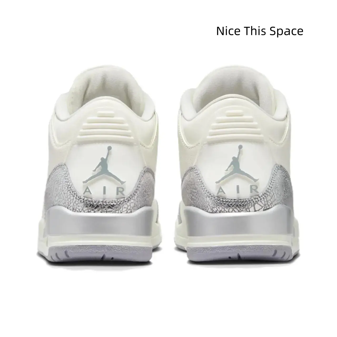 Retro Cream White Leather Mix Silver Elephant Print Mid Top Trainers For Men, Soft Plush Inner Collar Ankle Support Cushioned Sole Fashion Daily Walking Sports Sneakers
