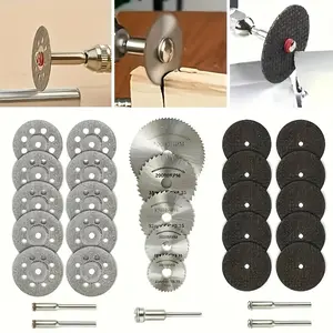 Mini Rotary Tool Kit for Marble, Tile, Plastic, Wood, Stone Pipe, Glass, Includes 10 Resin Discs, 10 Slice Wheels, 5 High-Speed Steel Blades
