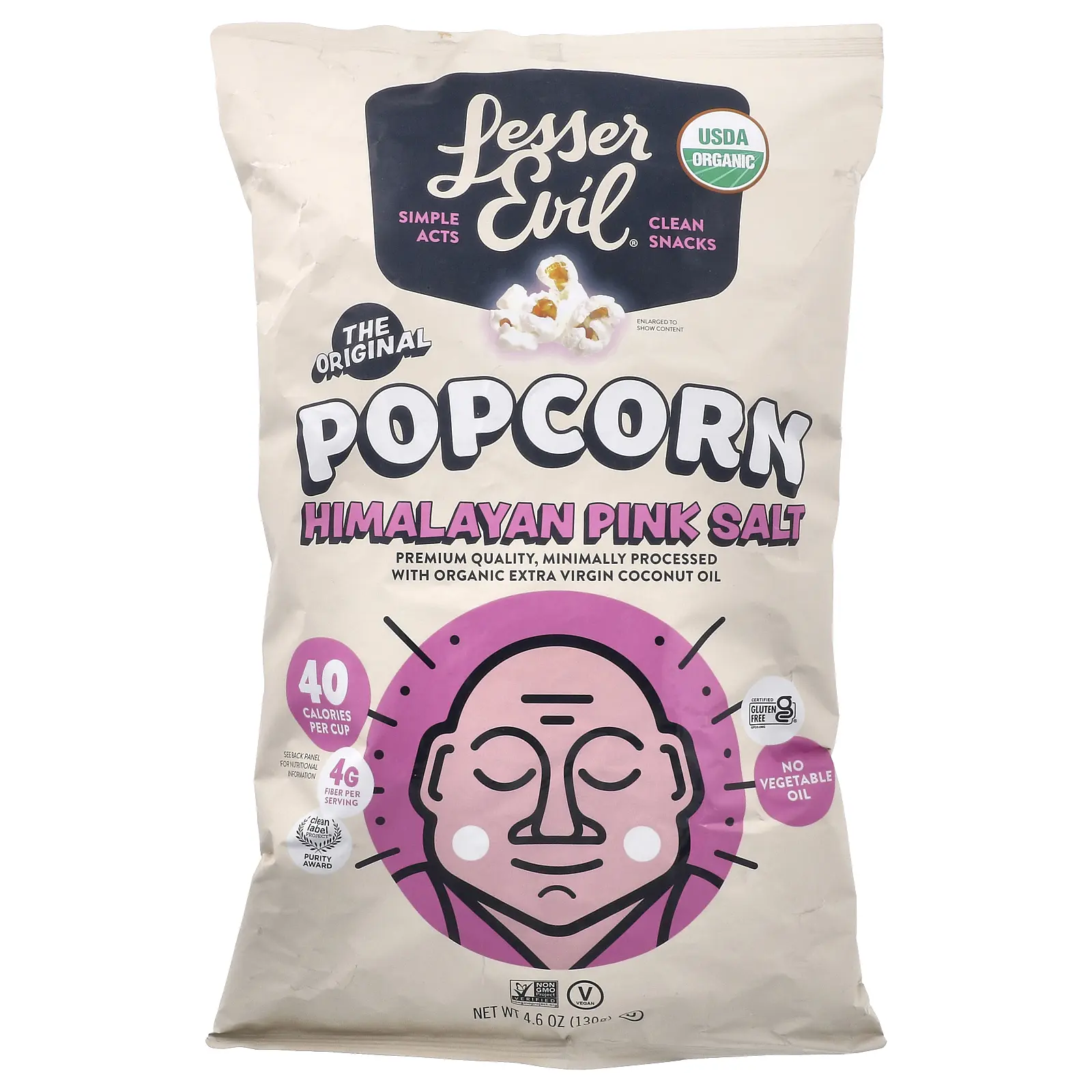 LesserEvil Popcorn, Himalayan Pink Salt, 4.6 oz (130 g) LesserEvil Popcorn, Himalayan Pink Salt, 4.6 oz (130 g)
