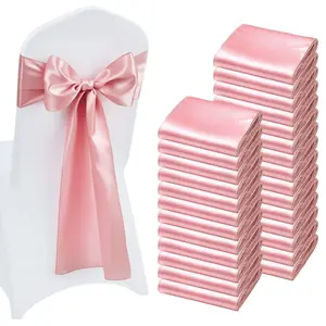SummerWinsSatin Chair Sashes Bows (100PCS, 7x108 in) - Ribbon Ties Back Sashes for Universal Chair Cover, Rose Gold Wedding Reception Decorationdealsforyoudays