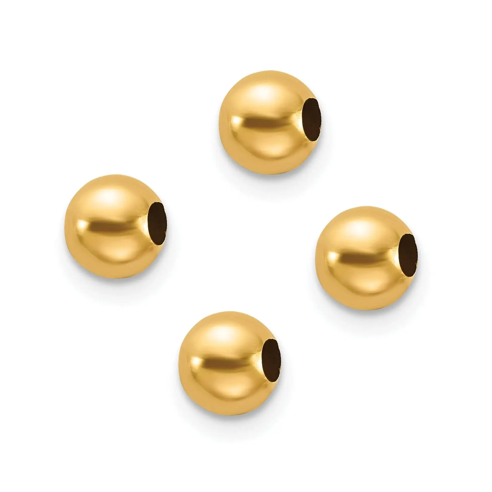 10K Gold Spacer Beads Set of 4 Polished 4mm Hollow Design