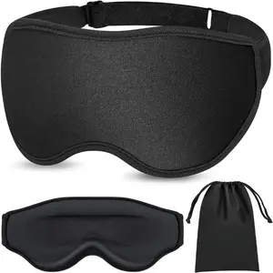 3D Lightproof Sleep Eye Mask for Men & Women, 100% Pressure-Free Fabric Eye Cover with Easy Adjustable Strap, Ideal for Travel, Black