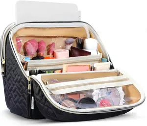 Makeup  Large Capacity with Room for Brushes and Mirror Travel Makeup Organizer Portable Standing Make Up Case Waterproof Cosmetic Toiletry  with Handle in Polyester crossbody one-shoulder underarm Women's Shoulder Satchel  Backpack Minimalist Tote Bag
