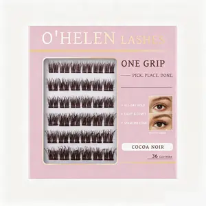 Sunday Brunch Glam | O'HELEN Cocoa Noir Pre-Bonded Lash Clusters | Brown-Black 3D Hybrid One-Grip Application