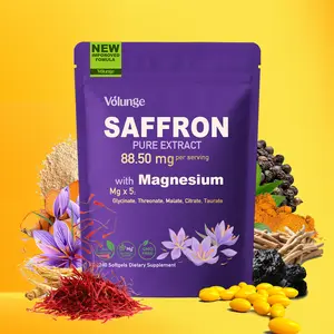 Volunge Pure Saffron Extract 88.5mg with 5 Types of Magnesium Complex – Focus, Energy, Stress & Eye Support – Vegan, Non-GMO – 240 Softgels