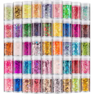 Holographic Chunky and Fine Glitter Mix, 45 Colors Festival Sequins & , Iridescent Flakes,    Eye Hair  Art  Tumbler Loose Glitter