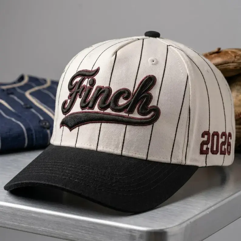 Custom Embroidered Pinstripe Baseball Cap, Varsity Style Canvas Design with Personalized Team Name, Adjustable and Breathable Unisex Fit, Casual, Everyday, Year-Round