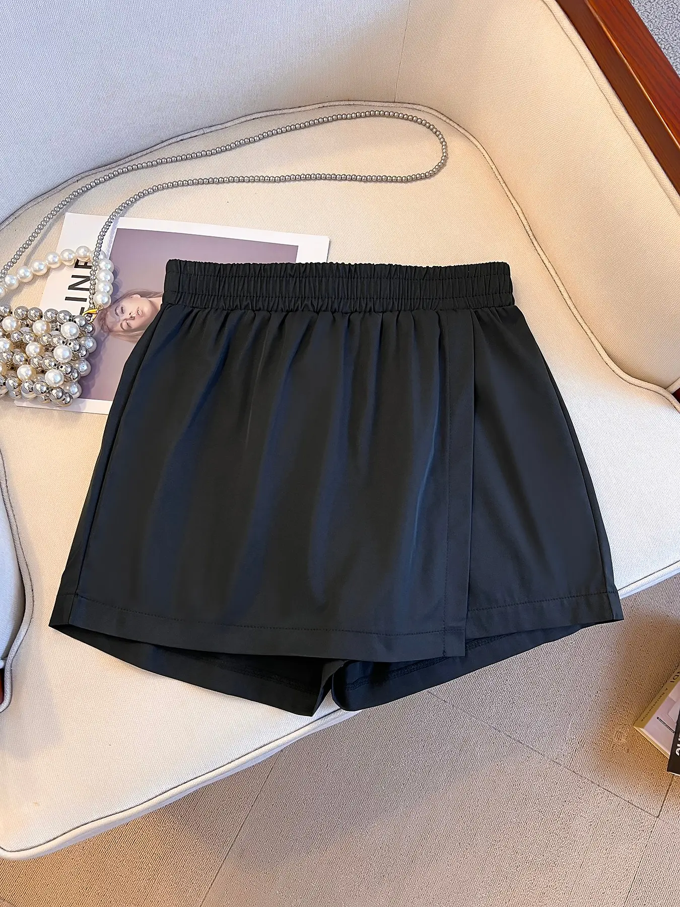 Women's Summer Quick-Dry Breathable Culottes, Loose-Fitting Short Skirt, Casual Plain Style, Ideal for Daily Commute and Outdoor Activities, Elastic Waist Quick Drying Skort, Elastic Waist Skorts