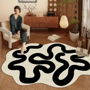 Irregular Shaped Line Pattern Floor Mat, 1 Count Non-slip Washable Soft Rug, Decorative Carpet for Home Living Room Bedroom Office