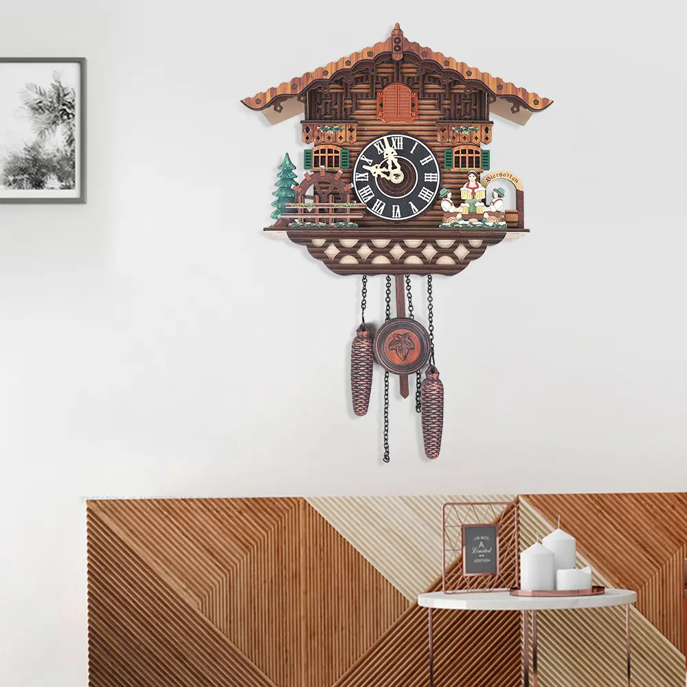 Exquisite Japanese-Style Quartz Wooden Swing Wall Clock with Cuckoo & Alarm A Creative Home Decor Masterpiece Living Room Bedroom, Dining Room, Study Room