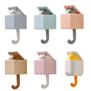 Cute Cat Wall Hooks, Wall Mounted Coat Hook Adhesive or Nail for Dual use, Decorate Non Slip Space Saving (Pack of 6) summerwins