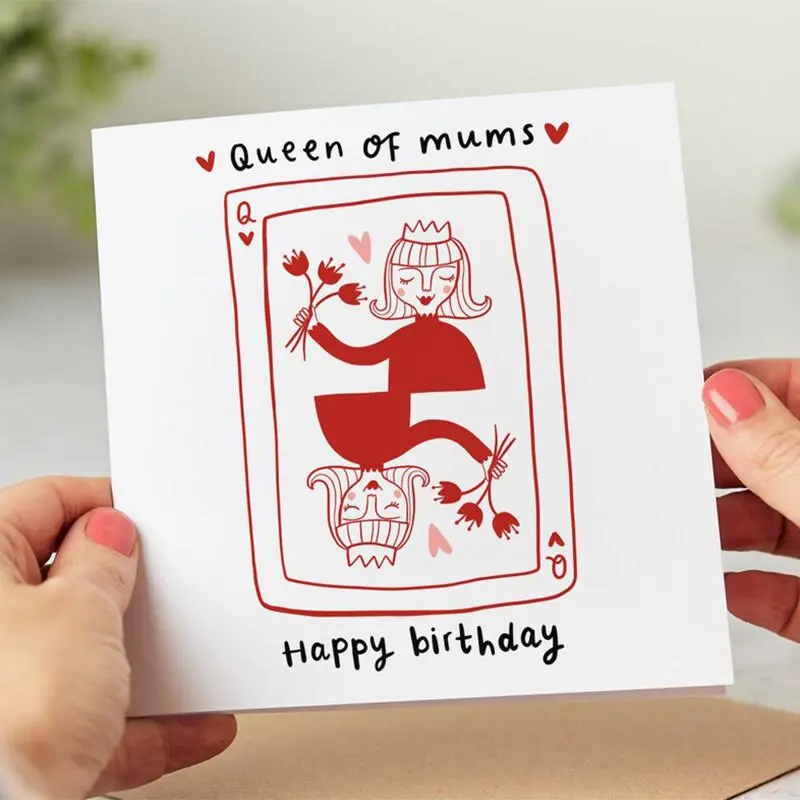 Queen Of Mums Birthday Card, Personalised Card, Custom Message Card, Birthday Gift for Mum, Happy Birthday Card, Greeting Card for Women, Birthday Present