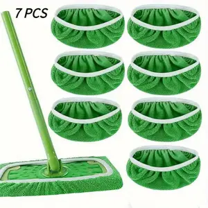 7 Piece Green Mop Cloth, Suitable for Sweeping Mop - Dry Sweeping Cloth and Wet Mopping, Household Cleaning - Washable NONE
