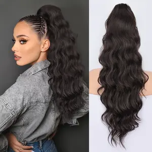 [KookaStyle] 26" Wavy Dark Brown Synthetic Ponytail Extension | Easy Clip-In Hairpiece for Women | Perfect for Daily Use & Styling