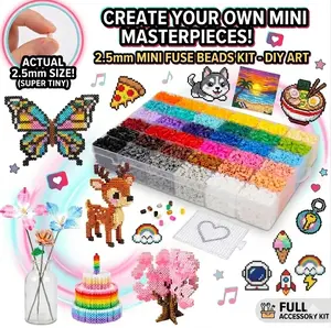2.6mm Mini Fuse Beads Starter Kit - w/Storage Pouch for Kids/Adults