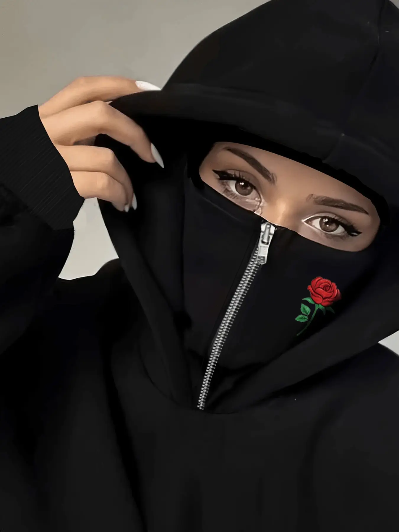 Double-Layer Hooded Sweatshirt with Pocket and Zipper, Floral Rose Print, Comfortable, Casual, Stylish and Aesthetic, Easy to Match Any, Must-Have Wardrobe Addition Garments, Casual Hooded Sweatshirts