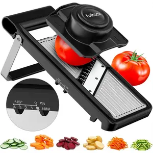 2 in 1 Stainless Steel Mandoline - Adjustable Thickness (1-4mm) - Vegetable Slicer with Julienne Blade for Potatoes, Fruits, Vegetables and Cheese, Food Prep Cutter for Easy Meal Prep