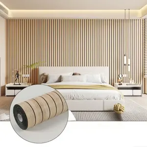 3D Wood Grain Wall Panel, Grid Wall Panels, Self-Adhesive PVC Vinyl Wallpaper, Straight Strip Joint Pattern, 2.8mm Thickness Grid Design, Easy Peel and Stick