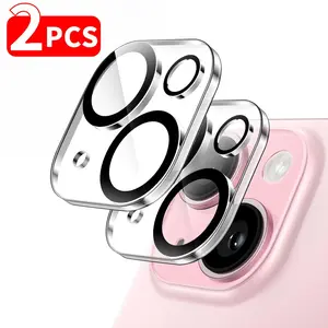 Tempered Glass Camera Lens Protector, 2 Counts HD Clear Anti-scratch Protection Camera Lens Protective Film, Phone Accessories Compatible with iPhone 11 12 13 14 15 Pro Max, Cover, Smartphone, Cellphone