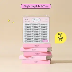 feinner Single Length Pure 02 Lashes | Single Length Cluster Lashes 80PCS 8-16mm D Curl | One Length No Waste DIY Lash Extensions | Invisible Band Lightweight Waterproof Beginner Friendly
