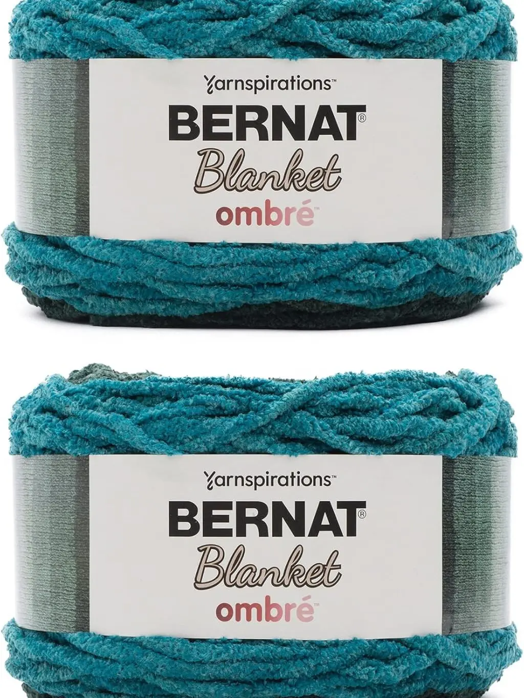Bernat Blanket Ombre Ocean Teal Yarn - 2-Pack (300g/10.5oz Each) - Polyester - 6 Super Bulky - 220 yds - Knitting/Crochet Project Supplies