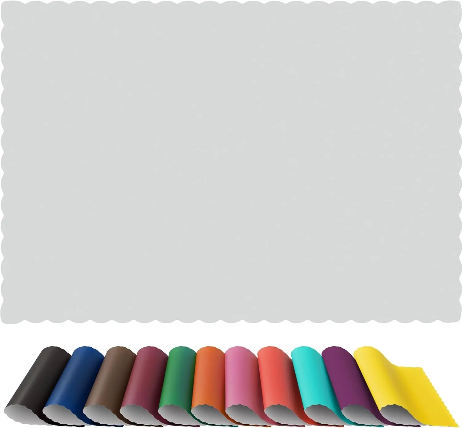 Disposable Paper Placemats, Scalloped Edge Table Mats, White, Pack of 100