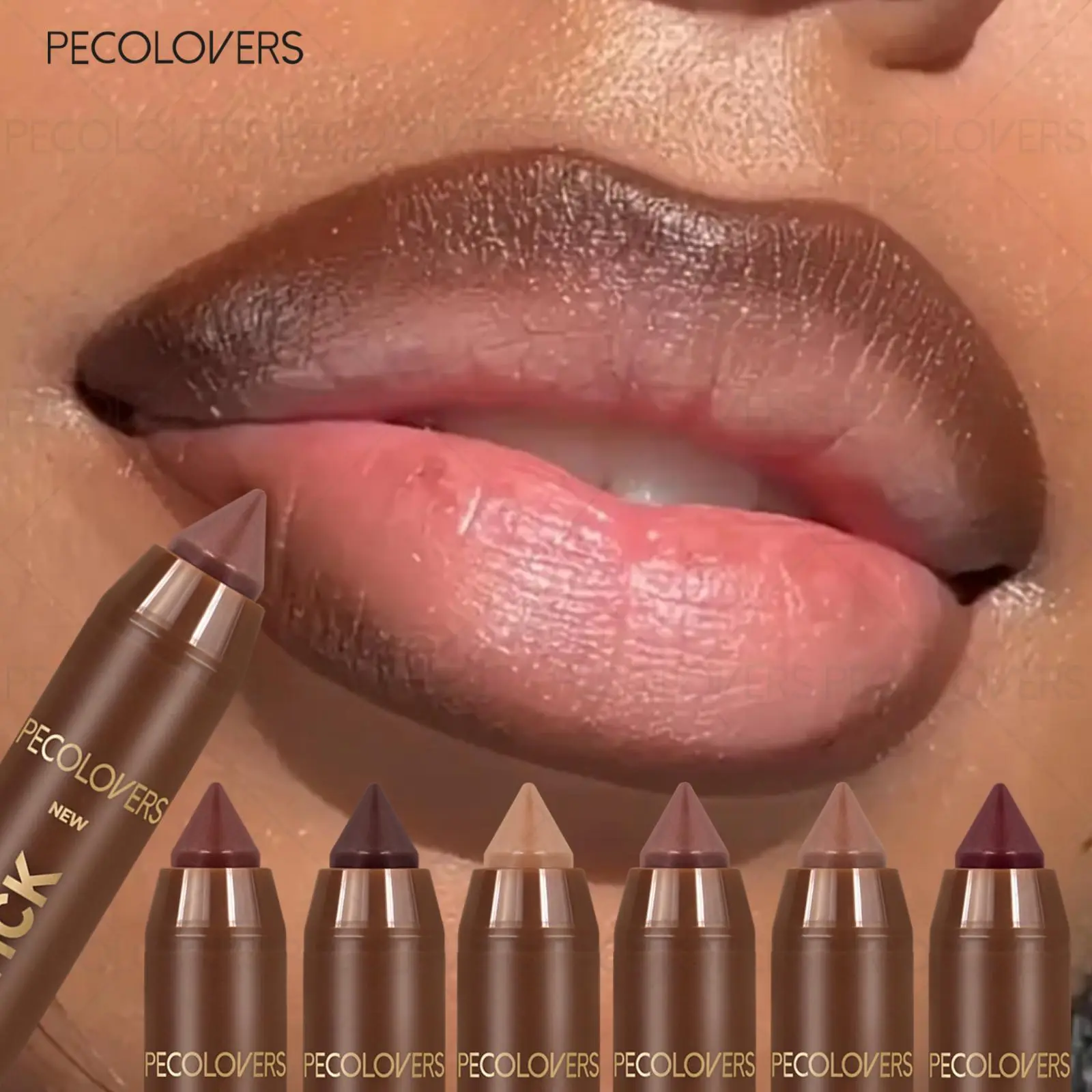 6 pcs/set Nude Brown Tube Lipliner Makeup, Lip Product, Matte Finish Thin Non-Stick Lip Contour Pencils, Lippie Pencils, Lipliner Lipstick Set, Ideal Halloween and Christmas Gift
