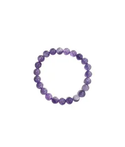 1pc Natural Amethyst Crystal Bracelet - 8mm Handmade Stretch Beaded Bracelet for Calming & Positive Energy, Purple Gemstone Jewelry, Ideal Birthday/Christmas Gift for Women Men