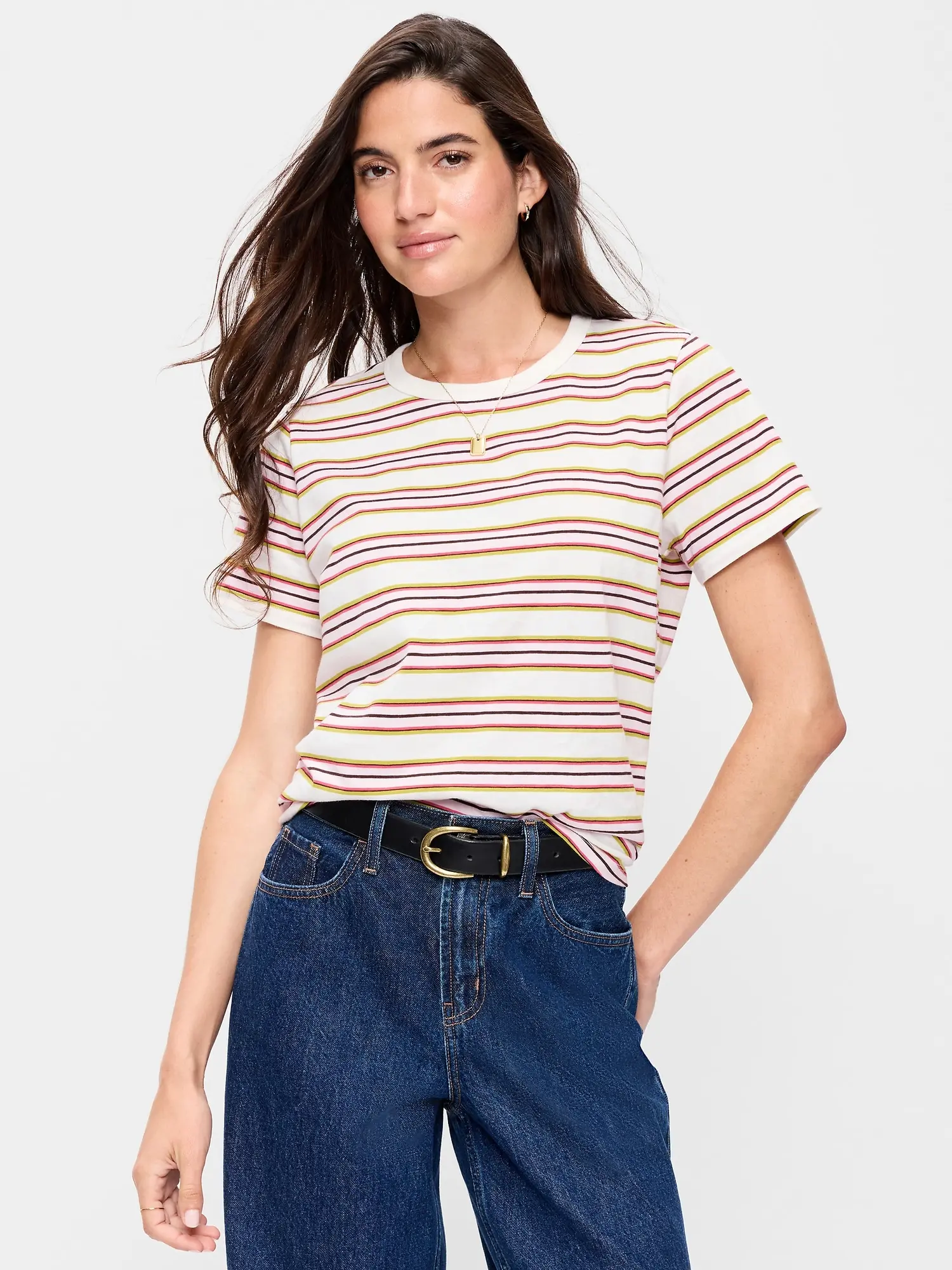 Old Navy Women's EveryWear Crew-Neck Striped T-Shirt