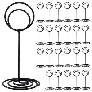 24Pcs 3.35 Inch Wire Table Card Holders, Black Photo Menu Note Clips Stand, Multifunctional Desktop Display Holder for Wedding Birthday Anniversary Party Centerpiece Decor Supplies