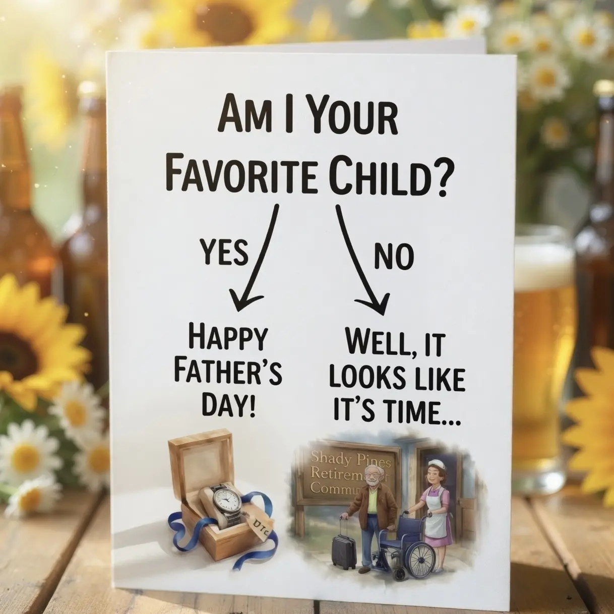 Humorous Love No Favorite Child Savage Father's Day Card - Blank Inside, DIY Personalized Heavyweight Cardstock with Envelope, Festive Gift for Dad - 1 Pack, Personal Message