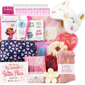 Womenswear First Period Pal Pack Gift Box by Mark and Lola - Discreet Hearts Bag Kit for Tweens, Pads, Panty Liners, Confidence-Boosting Essentials