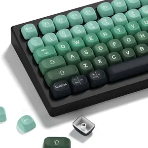 Matcha Gradient PBT Keycaps, MOA Profile Cute Custom Keyboard Keycaps Janese Style 5 Side Dye Sublimation, 132 Keys Set for 60% 65% 75% 80% 100% Cherry Gateron MX Mechanical Keyboard