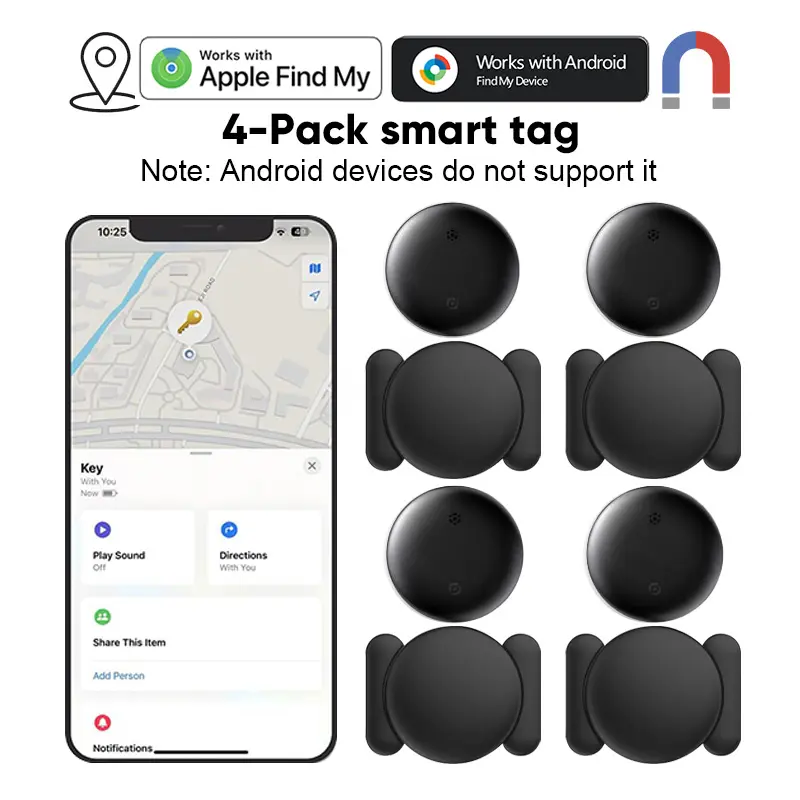 4pcs-GPS Tracker for Car,Mini Trackers Device with Weatherproof Magnetic Case-No Monthly Fee-Best Hidden GPS Trackers,Anti-lost Device,Works with Apple Find My fathersdaygift,Best Tech Gift