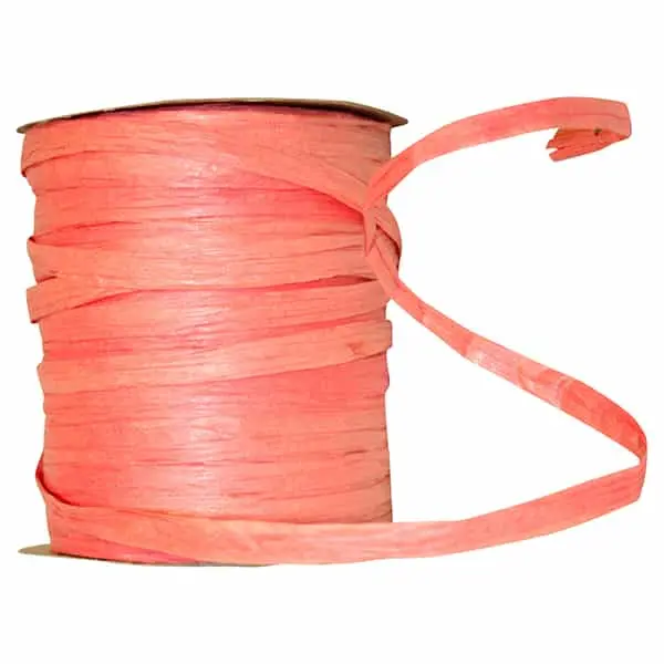 Paper Raffia Ribbon --- 1/4in x 100 yards --- Salmon Color