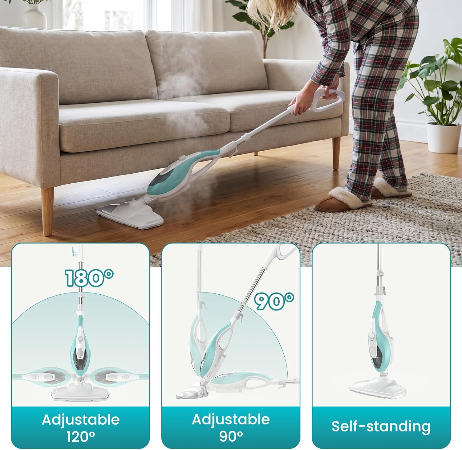 1550W Steam Mop & Handheld Cleaner 10-in-1, Multi-Surface Floor Steamer for Hardwood Tile Carpet, Detachable for Windows Grout, 16FT Cord & Pads Included 1550W Steam Mop & Handheld Cleaner 10-in-1, Multi-Surface Floor Steamer for Hardwood Tile Carpet, Detachable for Windows Grout, 16FT Cord & Pads Included