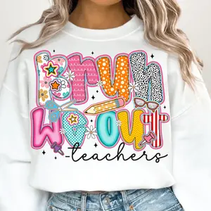 RTS BRUH WE OUT TEACHERS PENCIL SCHOOL DTF DIRECT TO FILM transfers size ADULT 10X12  20-C