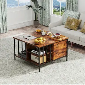 Farmhouse Lift-Top Coffee Table with Storage - 31.5in Adjustable Height Living Room Center Table, Multifunctional Furniture with Hidden Compartment, 3 Shelves, 110lbs Capacity, Easy-to-Clean Surface