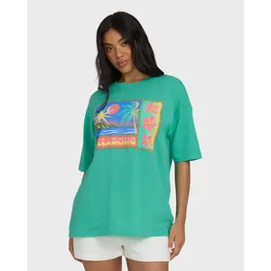 BILLABONG Women's Summer Heat Short Sleeve Knit Graphic T-Shirt, 100% Cotton Knit Breathable Regular Fit Crew Neck
