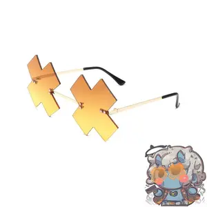 Game Guilty Gear Happy Chaos Cosplay Glasses Yellow Irregular Funny Eyewear Metal Plastic Glasses Halloween Costume Accessories