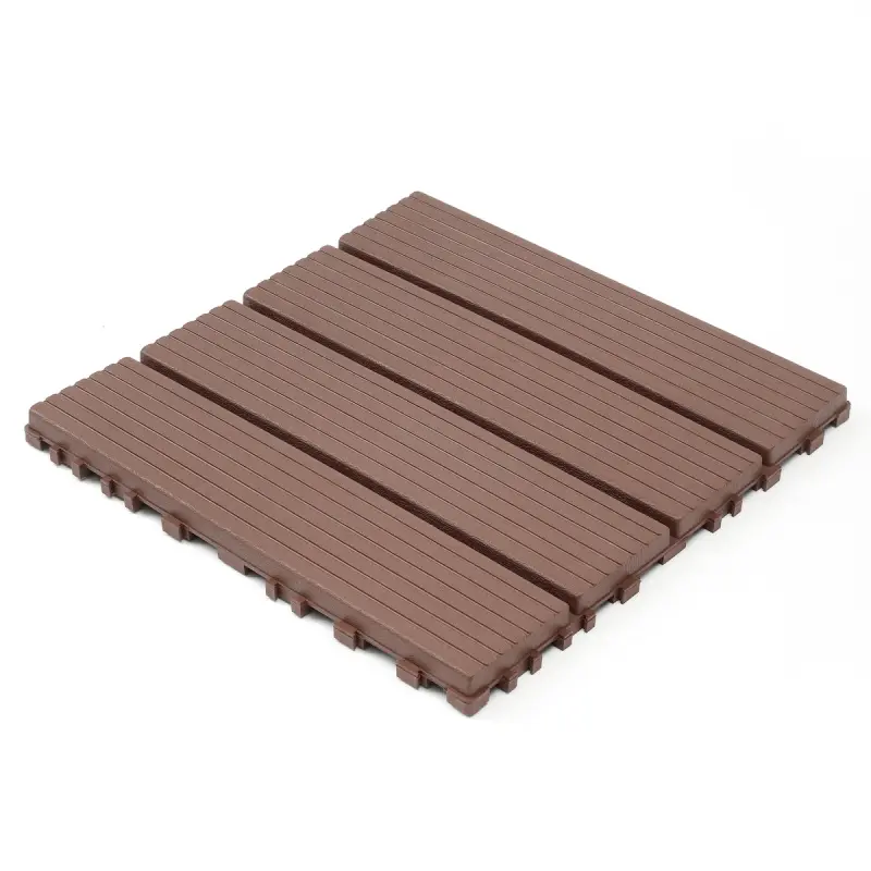 44 Packs 12in x 12in Plastic Interlocking Outdoor Floating Flooring Click-Parquet Tiles - Brown-Black Iridescent Victorian Style, High-Gloss Water-Based Ultra-Durable Self-Leveling Epoxy, Waterproof All-Weather for Backyard, Pool Area, Black Iridescent Ti
