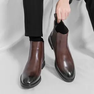 Men's Business Fashion Ankle Boots Casual Outdoor Boot Black PU Leather Formal Dress Shoes for Work Office All-match Commuter Shoes for Daily Wear Footwear